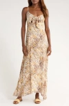 Elan Cutout Tie Front Maxi Cover-up Sundress In Multi