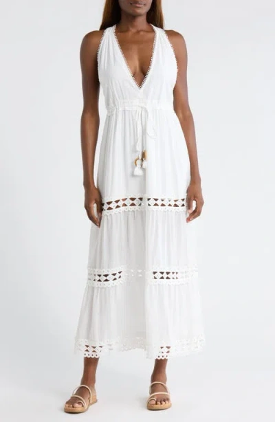 Elan Cutout Trim Sleeveless Cover-up Maxi Dress In White