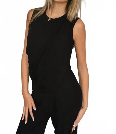 Elan Dani Draped Sleeveless Top In Black