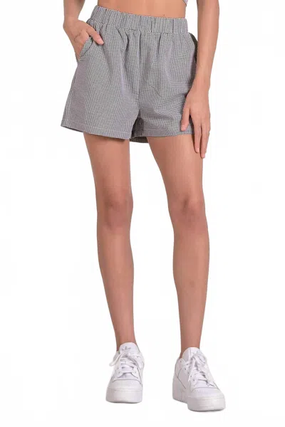 Elan Dari Short In Black Seersucker In Gray