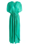 Elan Deep V-neck Cover-up Maxi Dress In Green Bright