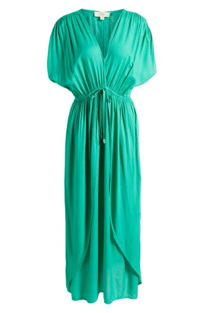 Elan Deep V-neck Cover-up Maxi Dress In Green Bright