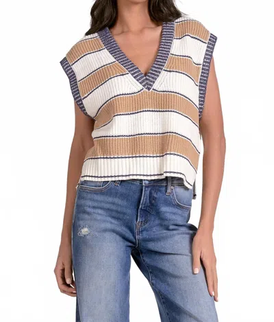 Elan Deep V Sweater Vest In Multi In Brown