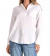 Elan Long Sleeve Button Down Top In White In White