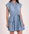 ELAN DENIM BUTTON DOWN DRESS IN BLUE