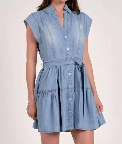 Elan Denim Button Down Dress In Blue