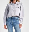 Elan Denim Cropped Jacket In Lilac In Blue