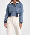 Elan Denim Jacket Fur Collar In Blue In Blue