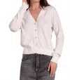 Elan Distressed Edge Cardigan In White In White