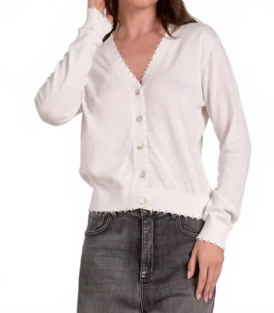 Elan Distressed Edge Cardigan In White