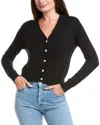 Elan Distressed Trim Cashmere-blend Cardigan In Black