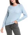 Elan Distressed Trim Cashmere-blend Sweater In Blue