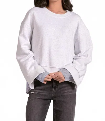 Elan Double Layer Sweater With Striped Dress Shirt In Gray