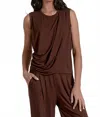 Elan Draped Tank Top In Brown In Brown