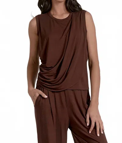Elan Draped Tank Top In Brown