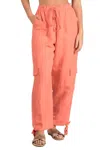 Elan Drawstring Cargo Pants In Coral In Pink