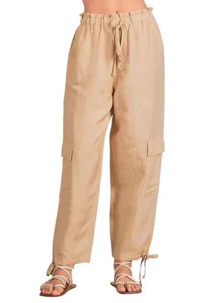 Elan Drawstring Cargo Pants In Taupe In Brown