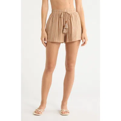 Elan Drawstring Cover-up Shorts In Brown