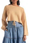 Elan Drawstring Pullover Sweater In Dark Beige In Brown