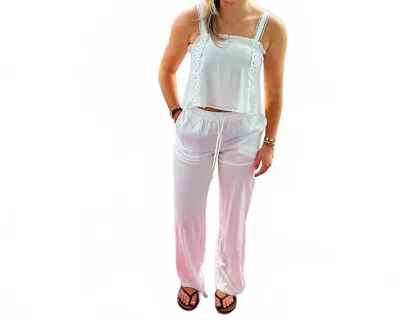 Elan Drawstring Sheer Pant In White