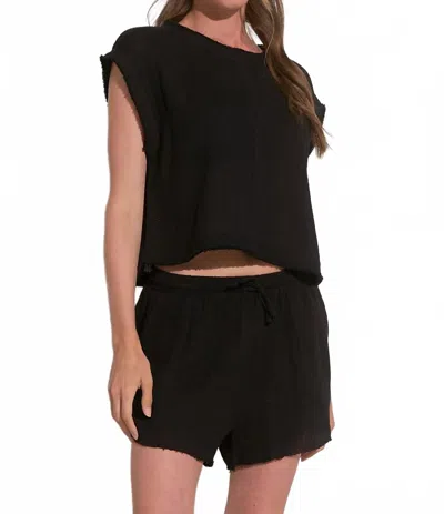 Elan Drawstring Shorts With Raw Edge In Black