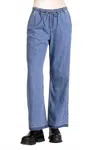 Elan Drawstring Straight Leg Pants In Denim Blue In Multi