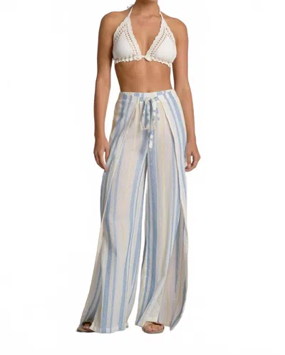 Elan Drawstring Stripe Pants In Blue/yellow In Multi