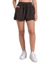 Elan Gauze Drawstring High Waist Shorts In Black In Black