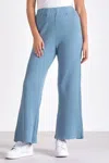 Elan Waffle Knit Wide Leg Pant In Blue In Blue