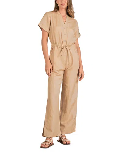 Elan Drawstring Waist Jumpsuit In Taupe