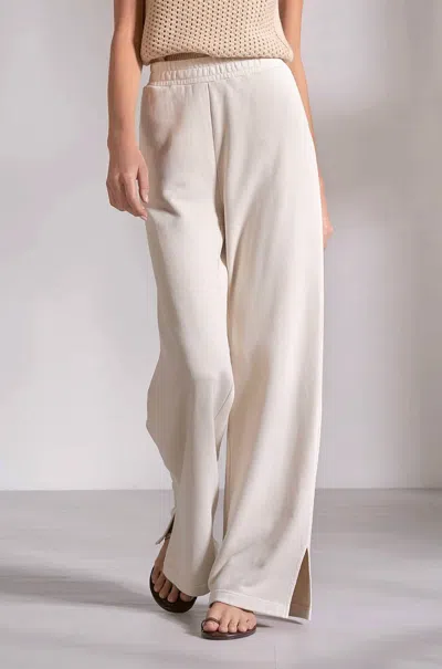 Elan Drawstring Wide Leg Pant In Stone In White