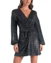 Elan Sparkle Dolman Sleeve Dress In Black