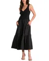 Elan Mixed Fabric Maxi Dress In Black In Black