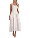 Elan Mixed Media Eyelet Ribbed Maxi Dress In White In Multi