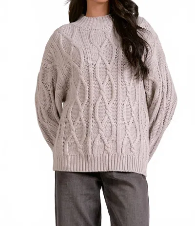 Elan Drew Cable Knit Sweater In Light Grey In Gray