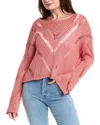 Elan Ivy Cutout Sweater In Peach In Pink