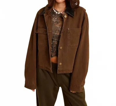 Elan Dust Rider Cropped Barn Jacket In Brown