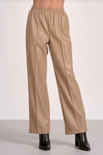 Elan Eco Leather Pants In Tan In Brown