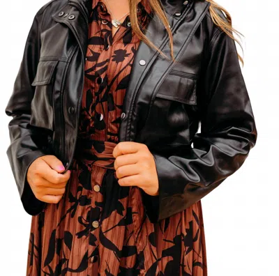 Elan Edgy Faux Leather Jacket In Black