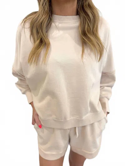 Elan Egypt Drop Shoulder Crewneck In Off White In Neutral