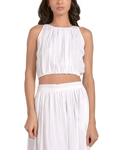 Elan Elastic Halter Top In White