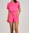 Elan Elastic Shorts In Fuschia In Pink
