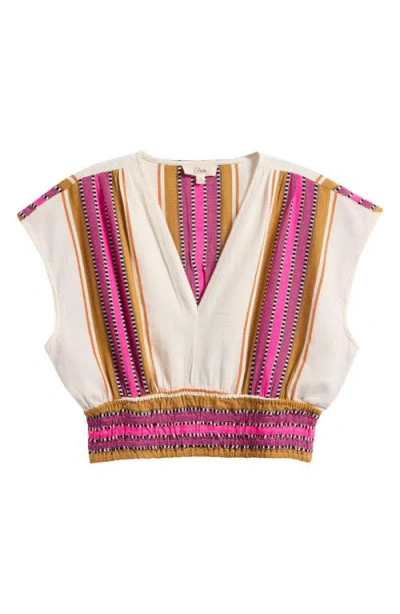 Elan Elastic Waist Crop Cover-up Top In Pink