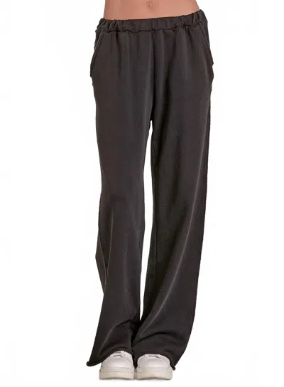 Elan Elastic Wide Leg Sweatpants In Black In Burgundy