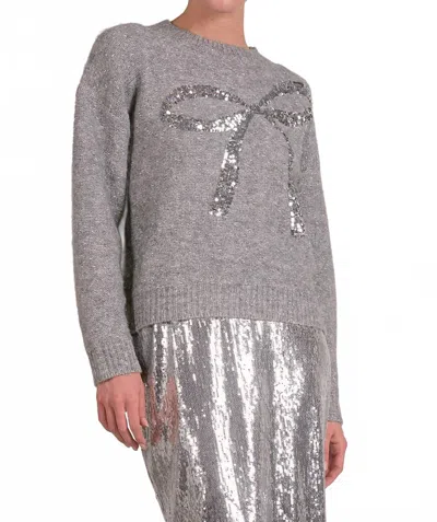 Elan Elizabeth Bow Sweater In Grey In Gray