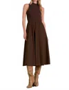 Elan Elsie Mixed Media Maxi Dress In Cocoa In Brown