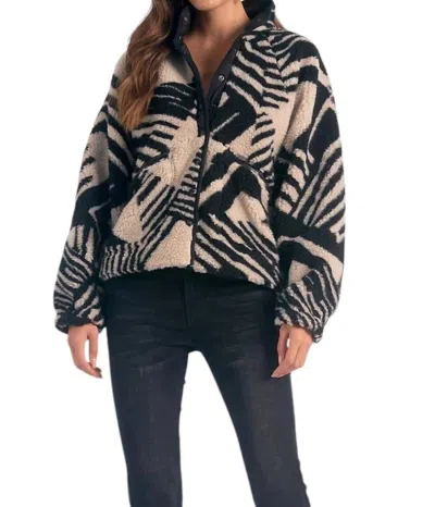 Elan Ember Sherpa Coat In Black/beige In Multi