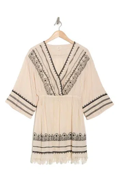Elan Embroidered Cotton Cover-up Dress In Neutral