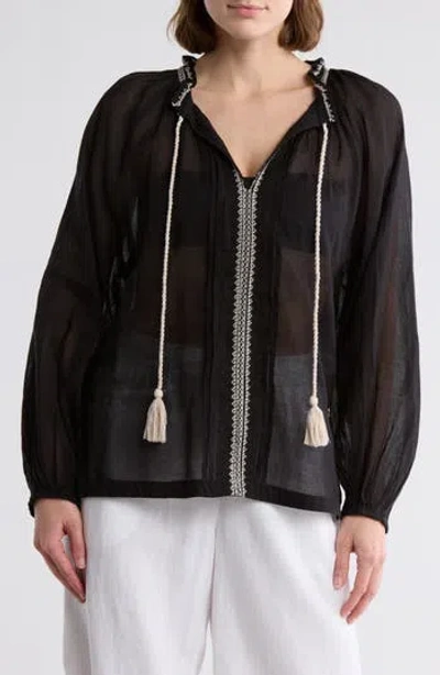 Elan Embroidered Cotton Cover-up Tunic