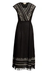 Elan Embroidered Cover-up Maxi Dress In Black